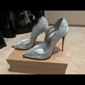 Christian Louboutin Hot Chick 100 Specchio Glitter wedding engagement Sz 39